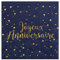 Chal - 20 Serviettes Bleu Marine et Or Joyeux Anniversaire