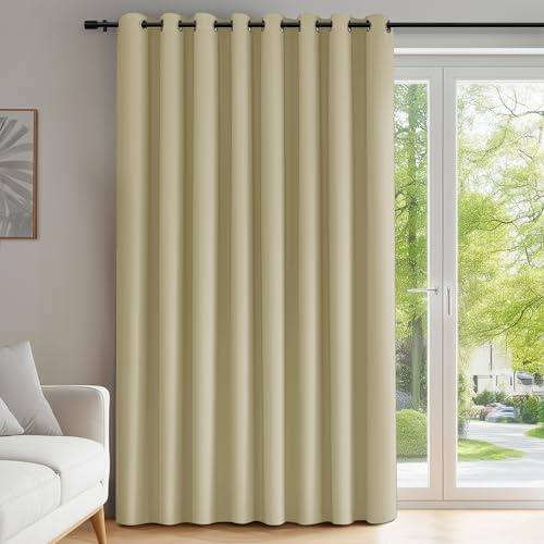 Deconovo Super Soft Door Curtain Eyelet Thermal Insulated Wide Width Room Darkening Curtain for Kidsroom 100 x 95 Inch Beige 1 Panel
