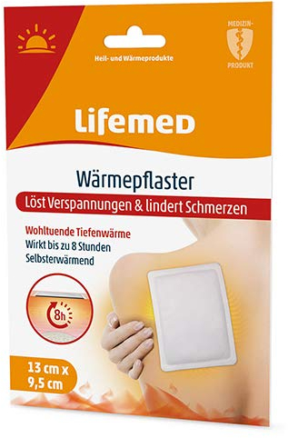 Lifemed - Wärmepflaster 9,5 cm x 13 cm weiss - löst Verspannungen & lindert Schmerzen, 3er Pack (3 x 1 Stück)