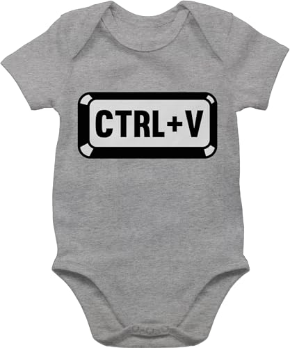 Body Junge Mädchen - Partner-Look Familie - Papa/Mama - Baby copy - CTRL+V - 1/3 Monate - Grau meliert - nerd partnerlook mutter sohn kleidung partner look v strampler matching family outfits