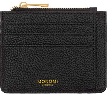 MONOMI Kartenetui aus Kunstleder mit Münzfach und RFID-Schutz und Geschenkbox 5 Fächer (Schwarz)
