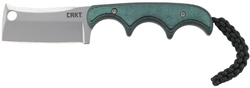 CRKT Minimalistisches Cleaver EDC Messer: Kompaktes Alltagsmesser mit fester Klinge, faltbares Universalmesser mit Perlstrahl-Finish, Griff aus Harzfaser und Scheide 2383