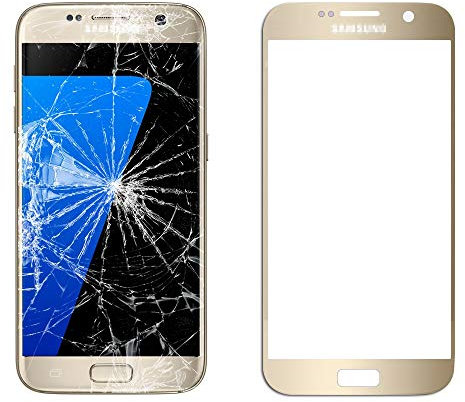 MovTEK Frontglas für Samsung Galaxy S7 G930 Serie Displayglas Ersatz Glas Reparatur Set mit Werkzeug (Gold)