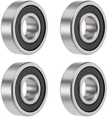 sourcing map 4Stk. 6200/12-2RS Kugellager Rillenkugellager Kugellager Set 12x30x9mm Doppelt Abgeschirmt Chromstahl P0 Skateboard Bearings Skateboard Kugellager Mini Kugellager Bearings