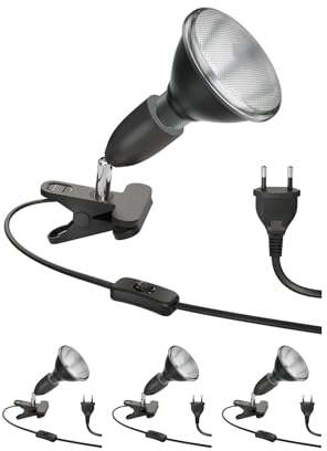 ledscom.de 4 Stück E27 Klemmleuchte LIK, schwarz inkl. PAR38 LED Reflektor-Lampe schwarz 1379lm weiß
