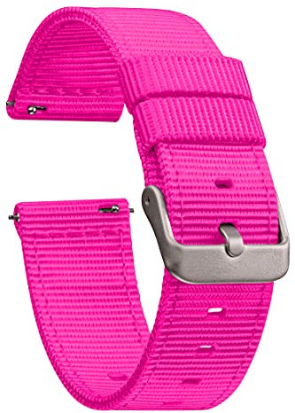 GadgetWraps 14 mm Nylon Uhrenarmband mit Schnellverschluss Pins - Kompatibel mit Pebble, Fossil, Skagen, Wristology - 14 mm Nylon Uhrenarmband (Hyper Pink, 14 mm)