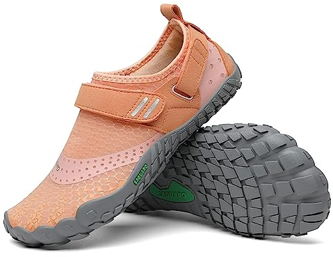 SAGUARO Barfußschuhe Damen Barfussschuhe Frauen Barfuss Schuhe Outdoor Zehenschuhe rutschfest Fitnessschuhe Barefoot Shoes mit Zero-Drop Solhe, Nimble Ⅰ - Barfußschuhe Orange A, Gr.39 EU