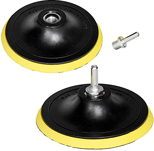Bestgle 2 Packs 5 Inch Hook and Loop Backing Pad with M14 Drill Adapter Polisher Backer Plate Sanding Disc Pads
