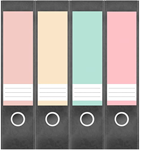 Etiketten für Ordner | Farbmix Pastell | 4 breite Aufkleber für Ordnerrücken | Selbstklebende Design Ordneretiketten Rückenschilder