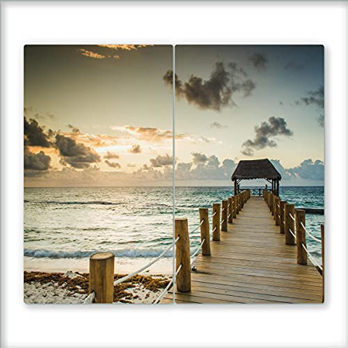 Canvas Fly 60x52 Glas-Herdabdeckplatte für Induktions- & Cerankochfeld, 2-teilig, Universale Küchenarbeitsplatte, Schneidebrett & Kochplatte-Abdeckung Rutschfest, Glasplatte inkl. Silikonnoppen (5)