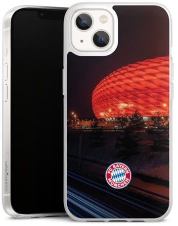 Silikon Hülle kompatibel mit Apple iPhone 13 Case transparent Handyhülle FC Bayern München FCB Stadion