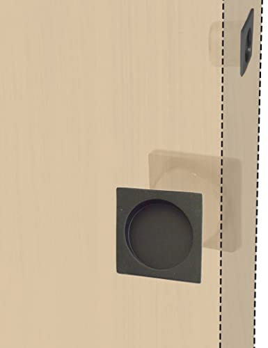 BricoShopping set MANIGLIE per PORTA interna in legno A SCOMPARSA SCORREVOLE KIT senza SERRATURA ad INCASSO GANCIO chiave e nottolino cieca rotonda bocchetta acciaio (Quadrato S/Serratura, Nero)