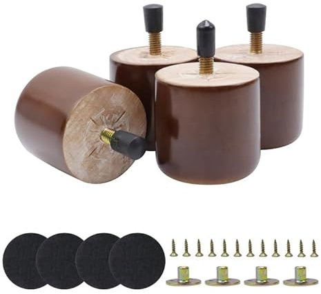 Savagrow Round Wooden Furniture Legs 2 Inch Wooden Replacement Legs for Furniture Sofa Table Cabinet Set of 4 (Brown)