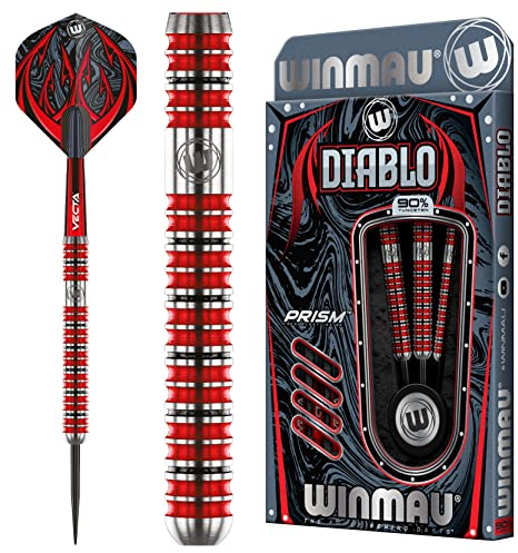 WINMAU Diablo 23 Gramm Profi Stahlspitze Wolfram Dartpfeile mit Flüge und Stiele (Wellen)