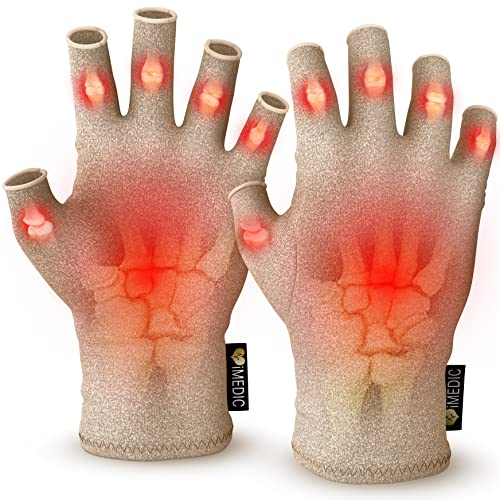iMedic Arthritis Gloves for Men & Women - Class 1 Medical Device - MHRA Registered – Medium Fingerless Compression Gloves for Everyday Use – Relieve Arthritis Pain & Improve Mobility - Cream
