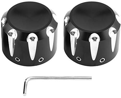 2 Pz Alluminio CNC Moto Asse Anteriore Del Cranio Dado Bullone Tappo di Copertura Harley Assi Copre Moto Dado Breakout Copertura Anteriore 03 Electra Glide Softail Classic 2012 Hd Street 1999(Nero)