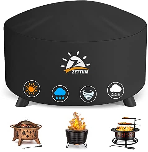 Zettum Housse de Protection pour brasero Exterieur de 80 cm, Couverture Ronde imperméable pour brasero, Tissu Oxford 600D, revêtement PU, Robuste et imperméable, diamètre: 81 x 40 cm