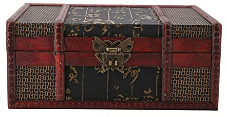 Joyzan Holz Schatzkiste, Vintage Aufbewahrungsbox Schmuckkästchen Schmuck Schatzkiste Mit Metallschloss Schatztruhe Andenken Organizer Holzkisten Aufbewahrungsboxen Kleine Holzkiste Retro Rustikale