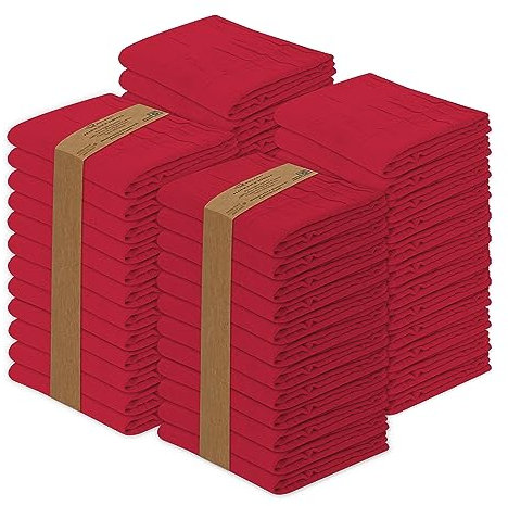 RUVANTI Mehl-Geschirrtücher, 71,1 x 71,1 cm, 100 % ringgesponnene Baumwolle, maschinenwaschbar, sehr saugfähig, ideal zum Trocknen von Geschirr, Reinigung, Rot, 50 Stück