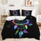 Chanyuan Bettwäsche Traumfänger 155x220cm Fluoreszierend Feder Schmetterling Muster 2 Teilig Mädchenbettwäsche Kinderbettwäsche Mikrofaser Schwarz Bettbezug Exotisch Boho mit Reißverschluss