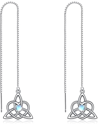 VONALA Keltischer Knoten Blaues Gewinde Durchzieher Ohrringe 925 Sterling Silber Geburtsstein Ohrringe Irish Schmuck Geschenk für Frauen Damen