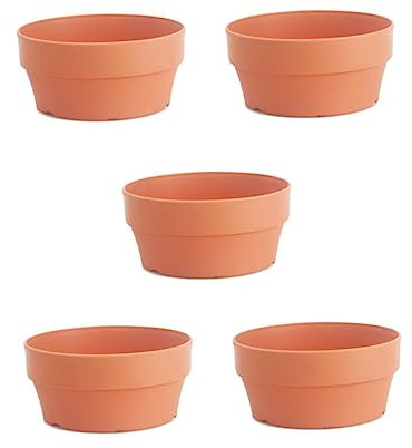 Yardwe 5piezas Maceta De Imitación De Barro Maceta Redonda Japonesa De Plástico para Jardín Interior y Exterior De Jardín