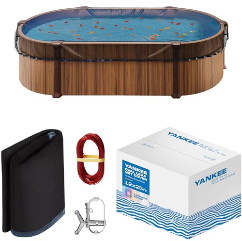 Yankee Pool-Netzabdeckung für ovalen Pool, 3,6 x 7,6 m, robustes 0,4 cm oberirdisches Laubnetz, Schwimmbadnetz zum Schutz vor Blättern, Schmutz und Verstopfung