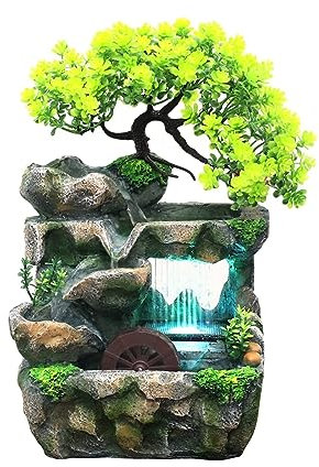 BebeXi Fontana Grande da Giardino Esterno fontanella Zen Piccola Fontana da Tavolo Fontana a Cascata Fontana da Tavolo Cascata d'Acqua per Bonsai da Interno con scolorimento
