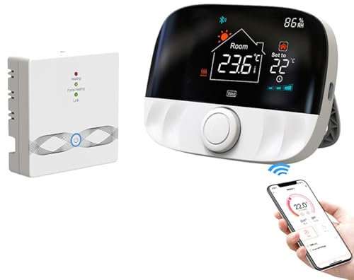 Thermostat sans Fil WiFi Tuya, pour Chauffage de l'eau et de la Chaudière à Gaz, Compatible avec Alexa Google (Blanc)