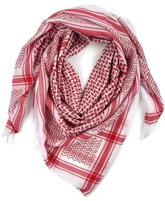 Craoopii Palästina-Schal, Keffiyeh, hohes Kopftuch, Keffiyeh, Halstuch, Kopftuch für Damen und Herren, Rot/Ausflug, einfarbig (Getaway Solids), Medium