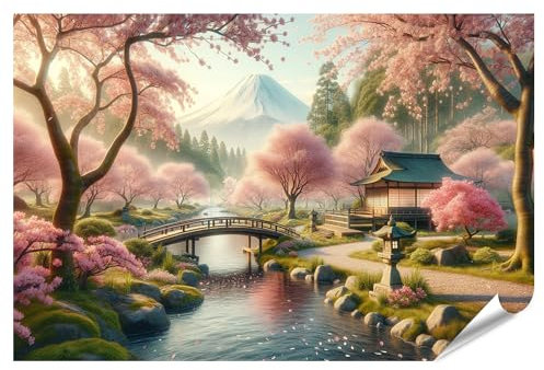 islandburner Prime XXL Bild Poster Hochauflösendes Japan Kirschblüten fokussiert sanfte Bögen Premium Bilder Fotodruck