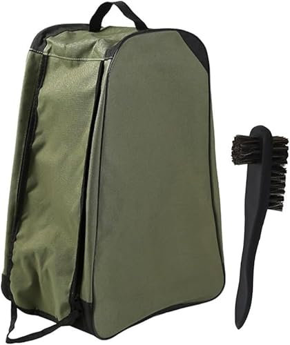 Buystarget Wellington Boot Storage Bag Welly Walking Hiking Work Football Wellie Shoe Boot Bag Travel Luggage Carry Case Water & Dust Resistant Dual Zippered with Cleaning Brush (Military Green)