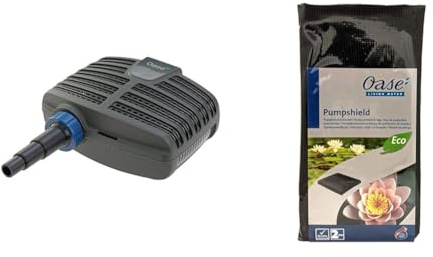 OASE 20225 Filterpumpe AquaMax Eco Classic 2500E, 2600 l/h Förderleistung, energiesparende Bachlaufpumpe, Teichpumpe, Filter, Pumpe, Bachlauf & 34876 Pumpenschutzbeutel, schwarz