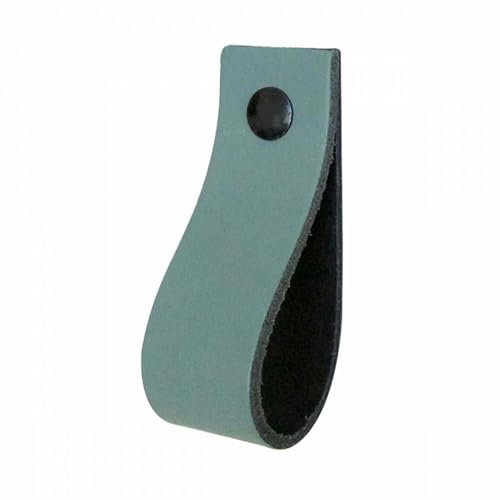 Handles and more - 6 x Ledergriffe für Möbel - Blassgrün - Größe M 19 cm - inkl. 3 Schraubenfarben - Schrankgriffe Leder - Türgriffe Leder - Ledergriffe für Schuhschrank & Schublade - Lederschlaufen