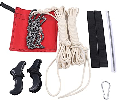 LANNADD 48 Zoll Handkettensäge, Seilsäge Hand Kettensäge Emergent Drahtsäge, Survival Handkettensäge Tragbare Outdoor-Werkzeuge Handgezogene Hochast-Sägekette Ideal für Wanderungen Camping Notfälle