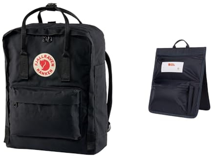Fjällräven 23510 Kånken Rucksack, Black, 38 x 27 x 13 cm & ANKEN ORGANIZER, blau(navy), Gr. -