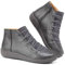 Nbzsmlkn Botines Mujer Vintage Retro Con Cordones Y Cremallera Lateral A La Moda, Botines Planos De Tacón Bajo Cómodos (Gris,37)