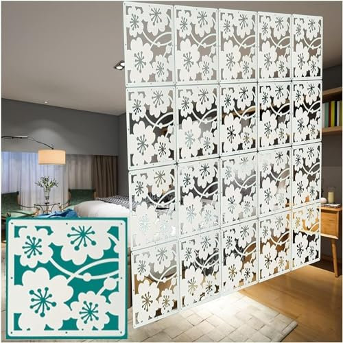 Kanduo Raumteiler Hängend Hängender Raumteiler, Durchbrochene Wohnzimmer-Trennwände, Büro-Dekoration aus Holz und Kunststoff, 29 x 29 cm Hängetrennwand(1pcs)