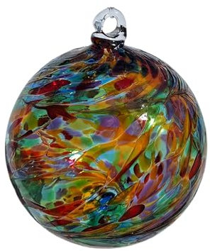 Bornhöft Glas-Hängedekoration, Bunte Kugel für Garten oder Fenster Kugel zum hängen Glaskugel Ornament Fensterdekoration mundgeblasenes Kristallglas Durchmesser ca. 15 cm