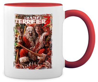 GR8Shop Halloween Horror Terrifier White Coffee Mug with Red Rim & Handle