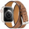 Bestig Compatible with Apple Watch Band 38mm/40mm/41mm/42mm(Series 10) for Women Men, Genuine Leather Double Tour Designed Slim Wrap Strap for iWatch SE Series 9 8 7 6 5 4 3 2 1 (Brown+Starlight)