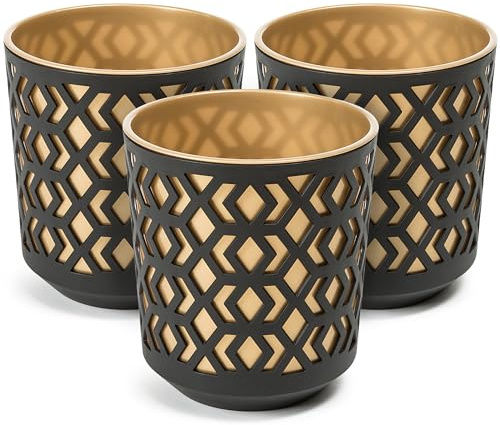 KONZEPT Lot de 3 petits pots de fleurs, en plastique, diamètre : 14 cm, pour plantes d'intérieur, en plastique