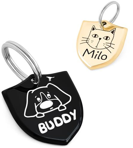 Original Portrait Design für Katzemarke Hundemarken – Edelstahl - Tiefgravur, maßgeschneidert, Hundehalsbandzubehör (Schilder)