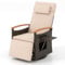 COSTWAY 360 Degree Swivel Garden Recliner Chair, Patio Rattan Reclining Armchair with Adjustable Backrest & Footrest, Flip Table and Cushions, Outdoor Wicker Lounge Chair for Balcony Porch (Beige)