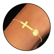 Esmoly Armband Damen Silber 925 Kreuz Armbands 18k Vergoldung Armband mit Buchstaben Geschenke für Frauen Mädchen (Gold Q)