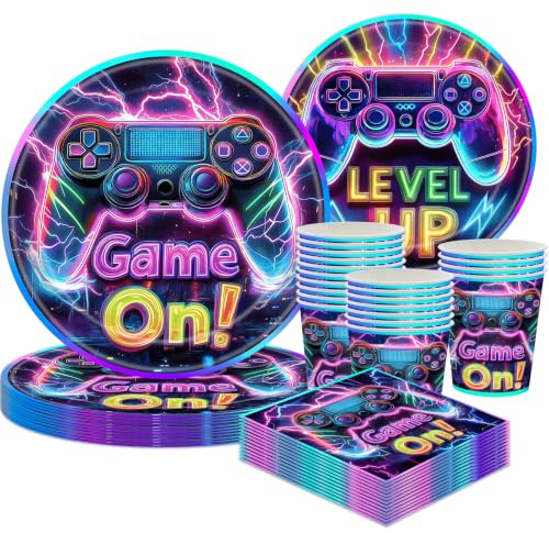 50 Stück Partygeschirr Set,Kindergeburtstag Geschirr Set,Partygeschirr Geburtstag,Geburtstag Deko,Deko Partyzubehör Pappteller Set Mit Teller Becher Servietten,Party Geschirr für 10 Gäste