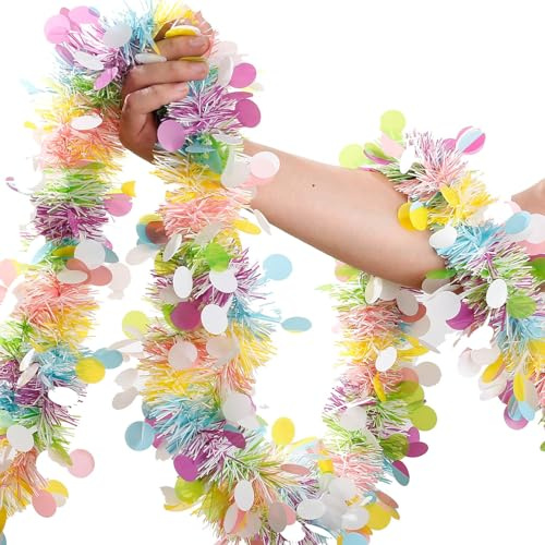 Osterdeko Girlande, 10M Ostergirlande mit Konfetti, Osterdeko Outdoor & Innen Girlande, Ostern Deko Bunte Girlande zum Aufhängen, Frühling Ostergirlande für Baum Kamin Fenster Zuhause Büro Party (A)