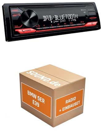 Autoradio Einbaupaket für JVC KD-X282DBT kompatibel mit BMW 5er E39, Professional Navigation Schwarz | Bluetooth: Telefonieren & Audiostreaming