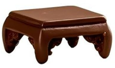 BRRNOO Miniature Resin Chinese Table 0.4x0.6in Vintage Style Ornament with Carved Legs and Deep Brown Wood Finish for Bonsai Landscape Succulent Pot Garden Decor (Chair)