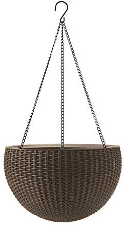 Keter Blumentopf mit Hängekette Pflanzampel Hängeampel Hängetopf (3, Kaffee)